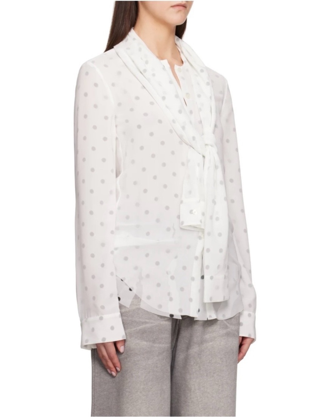 Acne Studios layered polka dot blouse w sleeve ties at neck size EU 34 or US S